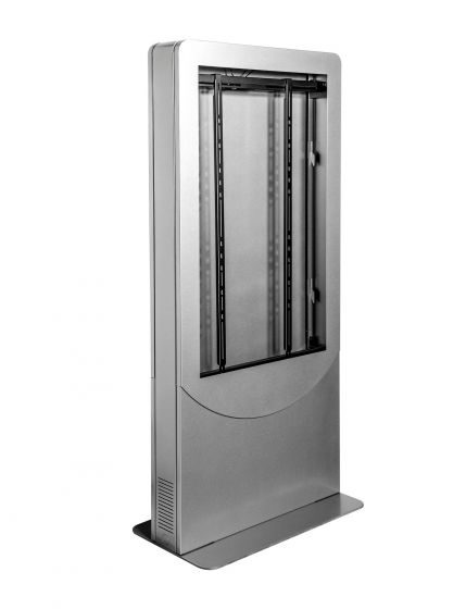 Peerless KIPC2547B-S | Floorstanding Back-to-Back Portrait Kiosk for Two 47" Displays up to 1.81" Deep, Silver