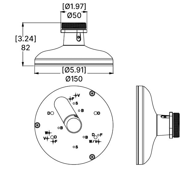 Pelco SRXV2-PDCP-1002 | Sarix Value 2 Pendant Cap, Indoor Dome & Wedge