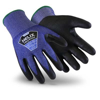 Performance Fabrics 2076-L (9) | HexArmor Helix 2076 Cut-Resistant Polyurethane Gloves Blue, Large