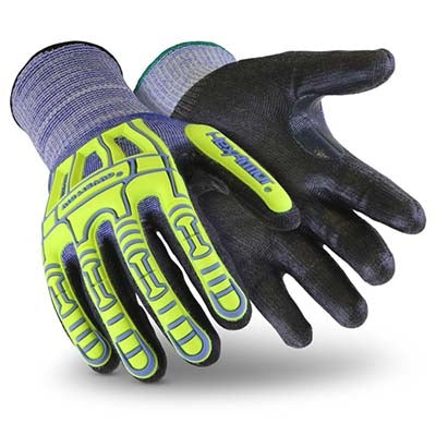 Performance Fabrics 2095-S (7) | HexArmor Rig Lizard Thin Lizzie 2095 IR-X Impact Cut-Resistant Polyurethane Gloves Blue, Small