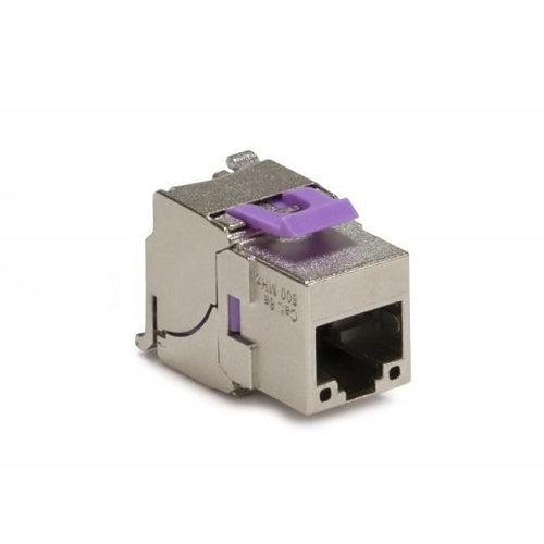 Platinum Tools 752BL-1 | Keystone Jack, 1-Port, Unshielded Shield, T568A/T568B Wiring, Cat 6A, Blue, Plastic Body