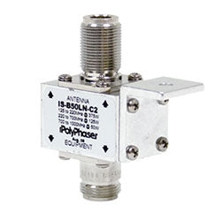 Polyphaser Transtector IS-B50LN-C2 | Type N F/F Bulkhead Coaxial RF Surge Protector, 10MHz - 1GHz, DC Block, 1.5kW, 120uJ, 20kA, Blocking Cap, Hole Mount