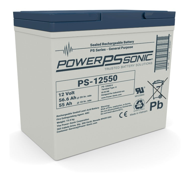 Powersonic 1205508402 | PS-12550B 12V 55Ah Battery (Button Terminals)