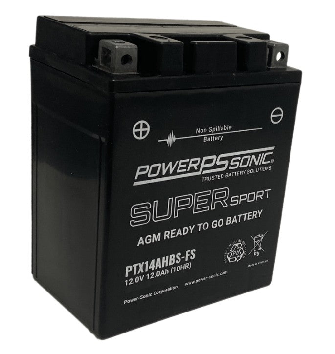Powersonic MC14AH-BS-FS | PTX14AHBS-FS Sealed 12V 12Ah Powersports Battery