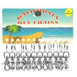 Pro-Lok K263-C | Trigger Snap Clip Key Chain, 360 Degree Rotating Swivel, Chrome Plated, With 1" Split Key Ring, 12 each per Card