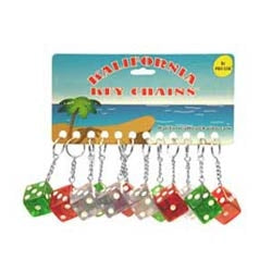 Pro-Lok K331-C | Jumbo Dice Key Chain, Plastic Dice, With 1" Split Key Ring, 12 each per Card