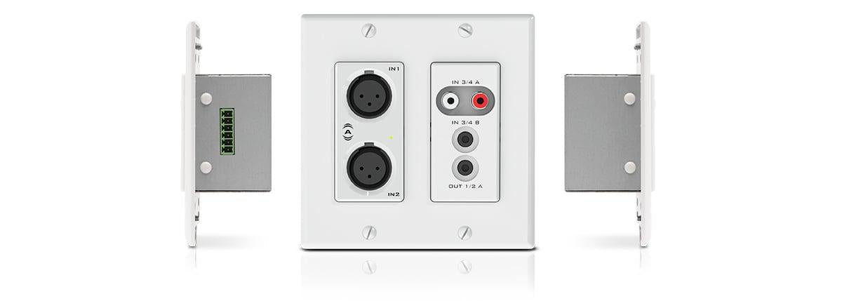 QSC UND6IO | Network Audio Wallplate, 48V, RJ-45, PoE, Height 4.5 in, Inputs XLR, RCA