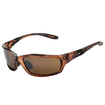 Radians 2117 | Crossfire Infinity Safety Glasses Brown Frame, Brown High-Definition Mirror Hardcoat Lens