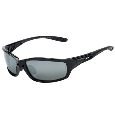 Radians 263 | Crossfire Infinity Safety Glasses Black Frame, Silver Mirror Hardcoat Lens