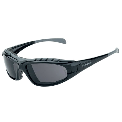 Radians 2761AF | Crossfire Diamondback Safety Glasses Black Frame, Smoke Anti-Fog and Hardcoat Lens