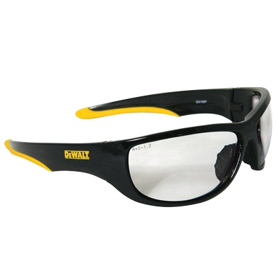 Radians DPG94-1D | DeWalt Dominator Safety Glasses Black/Yellow Frame, Clear Hardcoat Lens