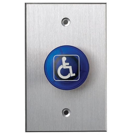 Rutherford Controls 916-B-MO X 28 | Blank Symbol Momentary Action Tamper-proof Mushroom Button, Faceplate - Blue Cap