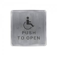 Rutherford Controls 946HP45BLU | 4.5 Inch Square Plate with Handicap/Push to Open, Blue