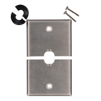 Leviton S751-N | 1-Gang .625 Inch Hole Device Telephone/Cable Wallplate, Sectional, 302 Stainless Steel, Box Mount