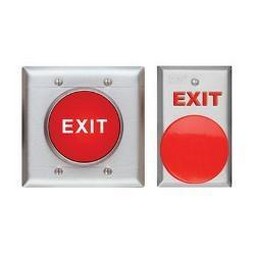 Security Door Controls 441U Exit Switch, 1-1/2" Mushroom, AA (on-off), DPST, 6 Amp, Steel Bezel, 2-Gang, Stainless Finish (Standard)