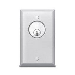 Security Door Controls 805AL Key Switch, 1-Gang, 1/4" Aluminum Plate, AA (on-off) DPDT, 6 Amp