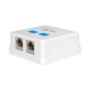 Steren 301-152WH | CAT-5E 2-Port Surface Jack RJ45 Female to 110 IDC Dual Port White Mount Biscuit Block Modular RJ-45 Conductor Category-5e Telephone Data Line Plug Jack