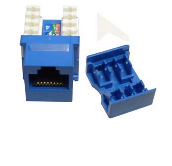 Steren 310-110BL CAT5E Keystone Blue Insert Jack RJ45 Gold 8P8C Network Connector Cat-5e RJ-45 QuickPort 8 Wire Twisted Pair Modular Telephone Wall Plate Snap-In Insert Computer