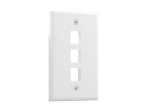 Steren 310-203WH | Standard Keystone 3-Port Wall Plate, White
