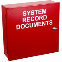 Safety Technology EM1212DOC | System Record Documents 12” H x 12” W x 4” D Metal Enclosure with Thumb Lock - Red