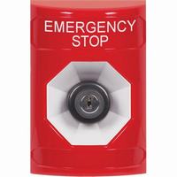 Safety Technology SS2003ES-EN | Red No Cover Key-to-Activate Stopper Station with EMERGENCY STOP Label English