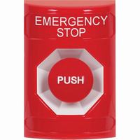 Safety Technology SS2004ES-EN | Red No Cover Momentary Stopper Station with EMERGENCY STOP Label English