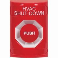 Safety Technology SS2004HV-EN | Red No Cover Momentary Stopper Station with HVAC SHUT DOWN Label English