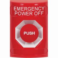 Safety Technology SS2004PO-EN | Red No Cover Momentary Stopper Station with EMERGENCY POWER OFF Label English