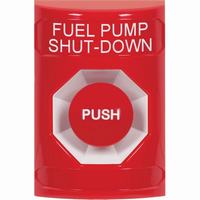 Safety Technology SS2004PS-EN | Red No Cover Momentary Stopper Station with FUEL PUMP SHUT DOWN Label English
