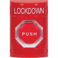 Safety Technology SS2005LD-EN | Red No Cover Momentary (Illuminated) Stopper Station with LOCKDOWN Label English