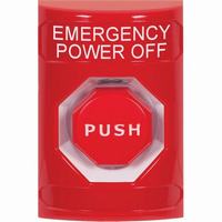 Safety Technology SS2005PO-EN | Red No Cover Momentary (Illuminated) Stopper Station with EMERGENCY POWER OFF Label English
