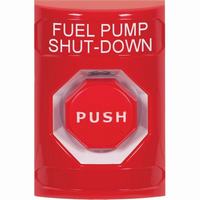 Safety Technology SS2005PS-EN | Red No Cover Momentary (Illuminated) Stopper Station with FUEL PUMP SHUT DOWN Label English