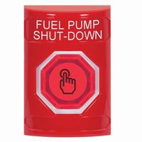 Safety Technology SS2006PS-EN | Red No Cover Momentary (Illuminated) with Red Lens Stopper Station with FUEL PUMP SHUT DOWN Label English