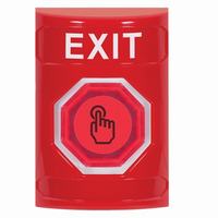 Safety Technology SS2006XT-EN | Red No Cover Momentary (Illuminated) with Red Lens Stopper Station with EXIT Label English
