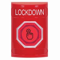 Safety Technology SS2007LD-EN | Red No Cover Weather Resistant Momentary (Illuminated) with Red Lens Stopper Station with LOCKDOWN Label English