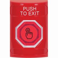 Safety Technology SS2007PX-EN | Red No Cover Weather Resistant Momentary (Illuminated) with Red Lens Stopper Station with PUSH TO EXIT Label English
