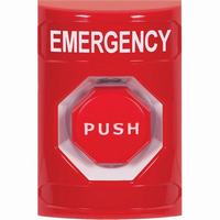 Safety Technology SS2008EM-EN | Red No Cover Pneumatic (Illuminated) Stopper Station with EMERGENCY Label English