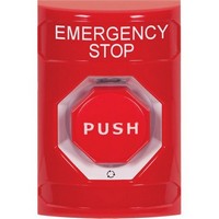 Safety Technology SS2009ES-EN | Red No Cover Turn-to-Reset (Illuminated) Stopper Station with EMERGENCY STOP Label English
