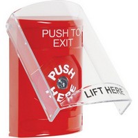 Safety Technology SS2020PX-EN | Red Indoor Only Flush or Surface Key-to-Reset Stopper Station with PUSH TO EXIT Label English