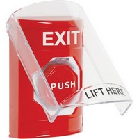 Safety Technology SS2022XT-EN | Red Indoor Only Flush or Surface Key-to-Reset (Illuminated) Stopper Station with EXIT Label English