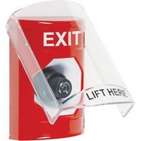 Safety Technology SS2023XT-EN | Red Indoor Only Flush or Surface Key-to-Activate Stopper Station with EXIT Label English