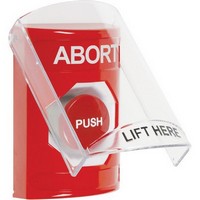 Safety Technology SS2024AB-EN | Red Indoor Only Flush or Surface Momentary Stopper Station with ABORT Label English