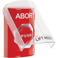 Safety Technology SS2025AB-EN | Red Indoor Only Flush or Surface Momentary (Illuminated) Stopper Station with ABORT Label English