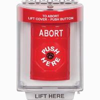 Safety Technology SS2030AB-EN | Red Indoor/Outdoor Flush Key-to-Reset Stopper Station with ABORT Label English