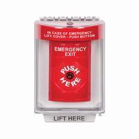 Safety Technology SS2030EX-EN | Red Indoor/Outdoor Flush Key-to-Reset Stopper Station with EMERGENCY EXIT Label English