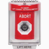 Safety Technology SS2033AB-EN | Red Indoor/Outdoor Flush Key-to-Activate Stopper Station with ABORT Label English
