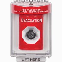 Safety Technology SS2033EV-EN | Red Indoor/Outdoor Flush Key-to-Activate Stopper Station with EVACUATION Label English