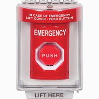 Safety Technology SS2035EM-EN | Red Indoor/Outdoor Flush Momentary (Illuminated) Stopper Station with EMERGENCY Label English