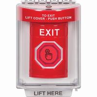 Safety Technology SS2037XT-EN | Red Indoor/Outdoor Flush Weather Resistant Momentary (Illuminated) with Red Lens Stopper Station with EXIT Label English