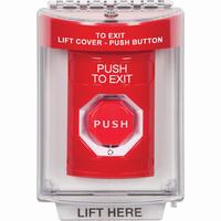 Safety Technology SS2039PX-EN | Red Indoor/Outdoor Flush Turn-to-Reset (Illuminated) Stopper Station with PUSH TO EXIT Label English